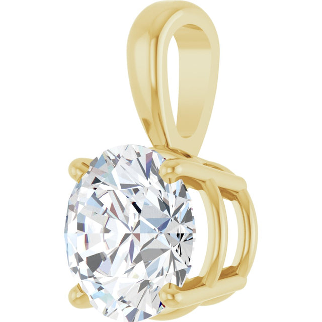 14K Gold Round Lab-Grown Diamond Solitaire Necklace or Pendant – up to 1 1/4 CTW - Yellow Gold - view 5