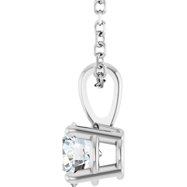 14K Gold Round Natural Diamond Solitaire Necklace or Pendant – 4-5mm Stones - White Gold - view 8
