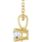 14K Gold Round Natural Diamond Solitaire Necklace or Pendant – 4-5mm Stones - Yellow Gold - view 6