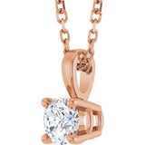 14K Gold Round Lab-Grown Diamond Solitaire Necklace or Pendant – up to 1 1/4 CTW - Rose Gold - view 5