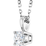 14K Gold Round Natural Diamond Solitaire Necklace or Pendant – 4-5mm Stones - White Gold - view 5