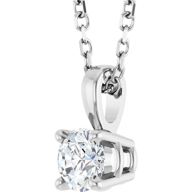 14K Gold Round Natural Diamond Solitaire Necklace or Pendant – 4-5mm Stones - White Gold - view 5