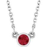 14K Gold Round Lab-Grown Ruby Bezel-Set Solitaire Birthstone Necklace - White Gold - view 4