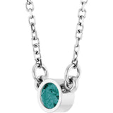 Platinum Round Lab-Grown Alexandrite Bezel-Set Solitaire Birthstone Necklace - view 6