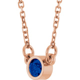 14K Gold Round Lab-Grown Blue Sapphire Bezel-Set Solitaire Birthstone Necklace - Rose Gold - view 6