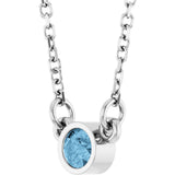 14K Gold Round Natural Sky Blue Topaz Bezel-Set Solitaire Birthstone Necklace - White Gold - view 5
