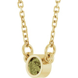 14K Gold Round Natural Green Sapphire Bezel-Set Solitaire Birthstone Necklace - Yellow Gold - view 5