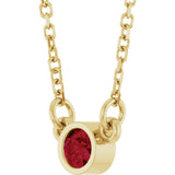 14K Gold Round Lab-Grown Ruby Bezel-Set Solitaire Birthstone Necklace - Yellow Gold - view 5