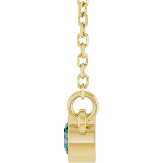 14K Gold Round Lab-Grown Alexandrite Bezel-Set Solitaire Birthstone Necklace - Yellow Gold - view 6