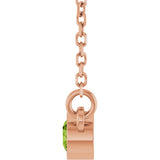 14K Gold Round Natural Peridot Bezel-Set Solitaire Birthstone Necklace II - Rose Gold - view 7