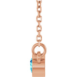 14K Gold Round Natural Blue Zircon Bezel-Set Solitaire Birthstone Necklace II - Rose Gold - view 7