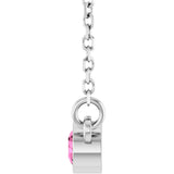 14K Gold Round Natural Pink Sapphire Bezel-Set Solitaire Birthstone Necklace - White Gold - view 6