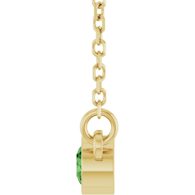 14K Gold Round Natural Green Tourmaline Bezel-Set Solitaire Birthstone Necklace - Yellow Gold - view 6
