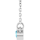 Platinum Round Natural Aquamarine Bezel-Set Solitaire Birthstone Necklace - view 7
