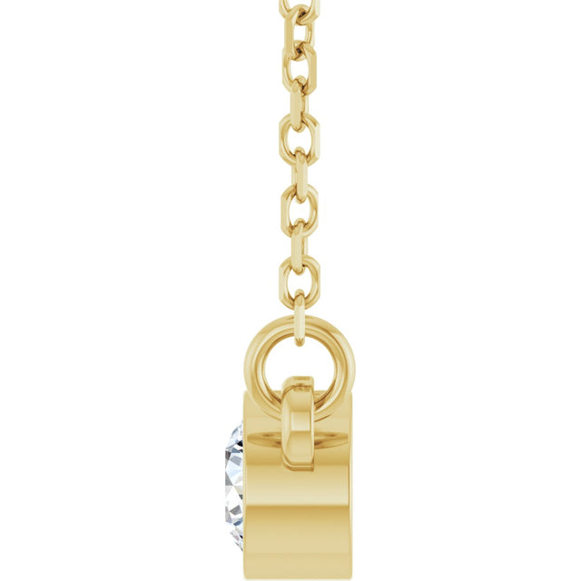 14K Gold Round Lab-Grown Diamond Bezel-Set Solitaire Birthstone Necklace - Yellow Gold - view 6