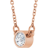 14K Gold Round Lab-Grown Moissanite Bezel-Set Solitaire Birthstone Necklace - Rose Gold - view 6