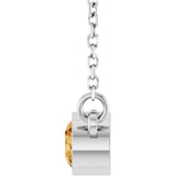 14K Gold Round Natural Citrine Bezel-Set Solitaire Birthstone Necklace - White Gold - view 6