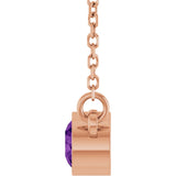 14K Gold Round Natural Amethyst Bezel-Set Solitaire Birthstone Necklace - Rose Gold - view 7