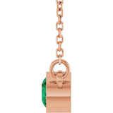 14K Gold Round Lab-Grown Emerald Bezel-Set Solitaire Birthstone Necklace - Rose Gold - view 7