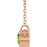14K Gold Round Natural Peridot Bezel-Set Solitaire Birthstone Necklace - Rose Gold - view 7