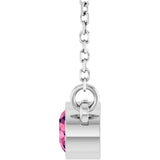 14K Gold Round Natural Pink Tourmaline Bezel-Set Solitaire Birthstone Necklace - White Gold - view 6