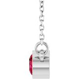 Platinum Round Lab-Grown Ruby Bezel-Set Solitaire Birthstone Necklace II - view 7