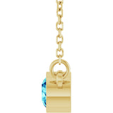 14K Gold Round Natural Blue Zircon Bezel-Set Solitaire Birthstone Necklace - Yellow Gold - view 6
