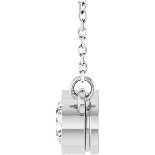 14K Gold Round Lab-Grown Diamond Bezel-Set Solitaire Birthstone Necklace - White Gold - view 5