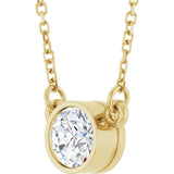 14K Gold Round Lab-Grown Diamond Bezel-Set Solitaire Birthstone Necklace - Yellow Gold - view 6