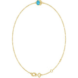 14K Gold Round Natural Aquamarine Bezel-Set Link Bracelet - Yellow Gold - view 8