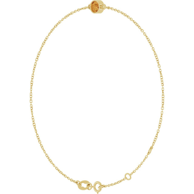 14K Gold Round Natural Citrine Bezel-Set Link Bracelet - Yellow Gold - view 8