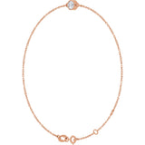14K Gold Round Natural White Sapphire Bezel-Set Link Bracelet - Rose Gold - view 8