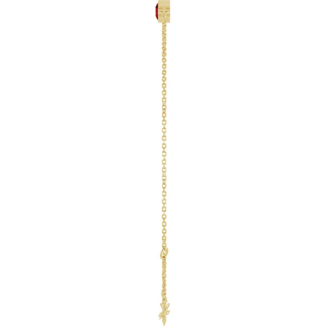 14K Gold Round Natural Mozambique Garnet Bezel-Set Link Bracelet - Yellow Gold - view 14