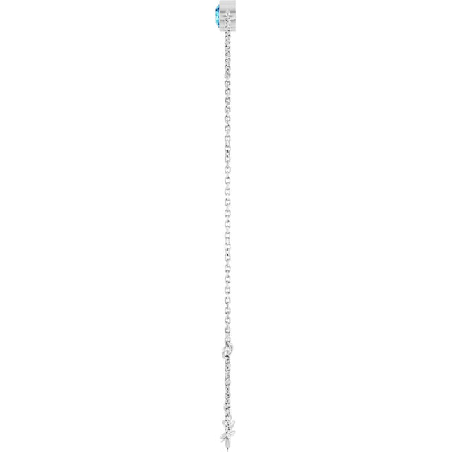 14K Gold Round Natural Blue Zircon Bezel-Set Link Bracelet - White Gold - view 9