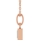 14K Gold Straight Baguette Natural Diamond Solitaire Necklace or Pendant – 5x2mm - Rose Gold - view 6