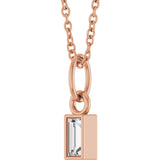 14K Gold Straight Baguette Lab-Grown Diamond Solitaire Necklace or Pendant – 5x2mm - Rose Gold - view 5