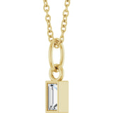 14K Gold Straight Baguette Lab-Grown Diamond Solitaire Necklace or Pendant – 5x2mm - Yellow Gold - view 5
