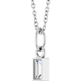 Platinum Straight Baguette Natural Diamond Solitaire Necklace or Pendant – 5x2mm - view 5