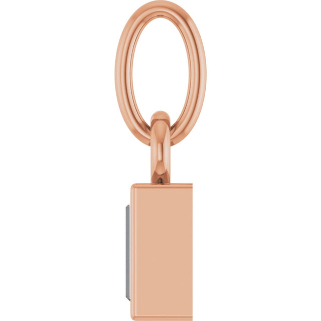 14K Gold Straight Baguette Natural Diamond Solitaire Necklace or Pendant - Rose Gold - view 6