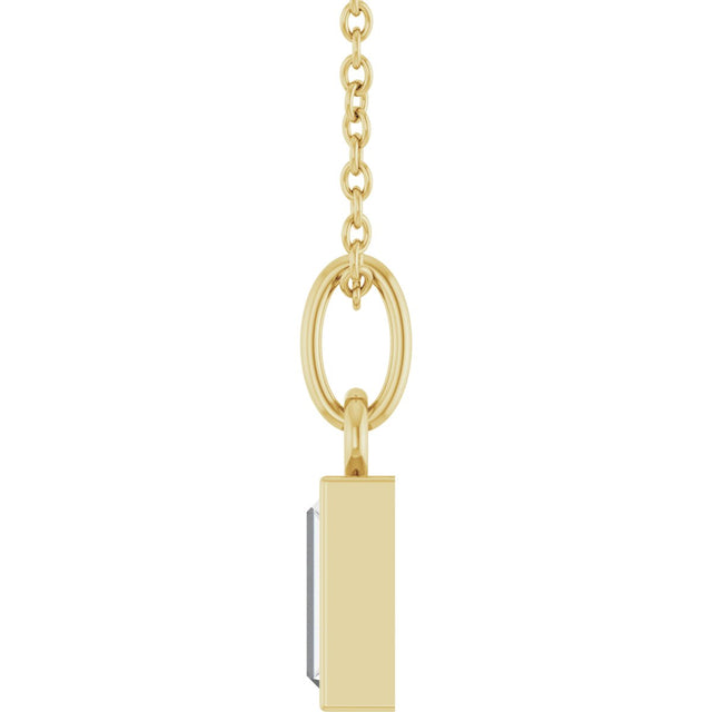14K Gold Straight Baguette Natural Diamond Solitaire Necklace or Pendant – 5x2mm - Yellow Gold - view 6