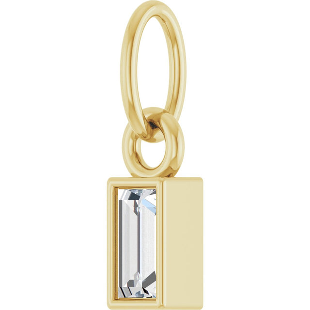 14K Gold Straight Baguette Natural Diamond Solitaire Necklace or Pendant - Yellow Gold - view 5