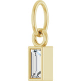 14K Gold Straight Baguette Lab-Grown Diamond Solitaire Necklace or Pendant - Yellow Gold - view 5