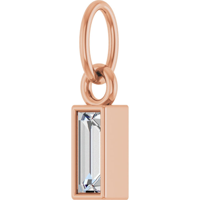 14K Gold Straight Baguette Lab-Grown Diamond Solitaire Necklace or Pendant - Rose Gold - view 5