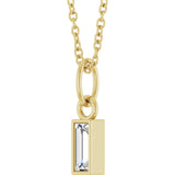 14K Gold Straight Baguette Natural Diamond Solitaire Necklace or Pendant – 5x2mm - Yellow Gold - view 5