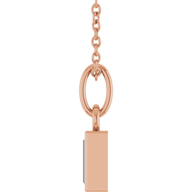 14K Gold Straight Baguette Lab-Grown Diamond Solitaire Necklace or Pendant – 5x2mm - Rose Gold - view 6