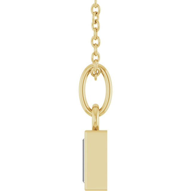 14K Gold Straight Baguette Natural Diamond Solitaire Necklace or Pendant – 5x2mm - Yellow Gold - view 6
