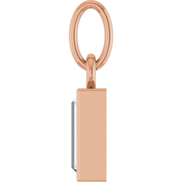 14K Gold Straight Baguette Lab-Grown Diamond Solitaire Necklace or Pendant - Rose Gold - view 6
