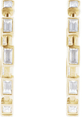 14K Gold Straight Baguette Lab-Grown Diamond Hoop Earrings – 1 1/4 CTW - Yellow Gold - view 3