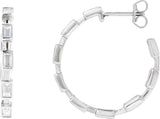 14K Gold Straight Baguette Lab-Grown Diamond Hoop Earrings – 1 1/4 CTW - White Gold