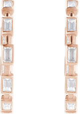14K Gold Straight Baguette Lab-Grown Diamond Hoop Earrings – 1 1/4 CTW - Rose Gold - view 3